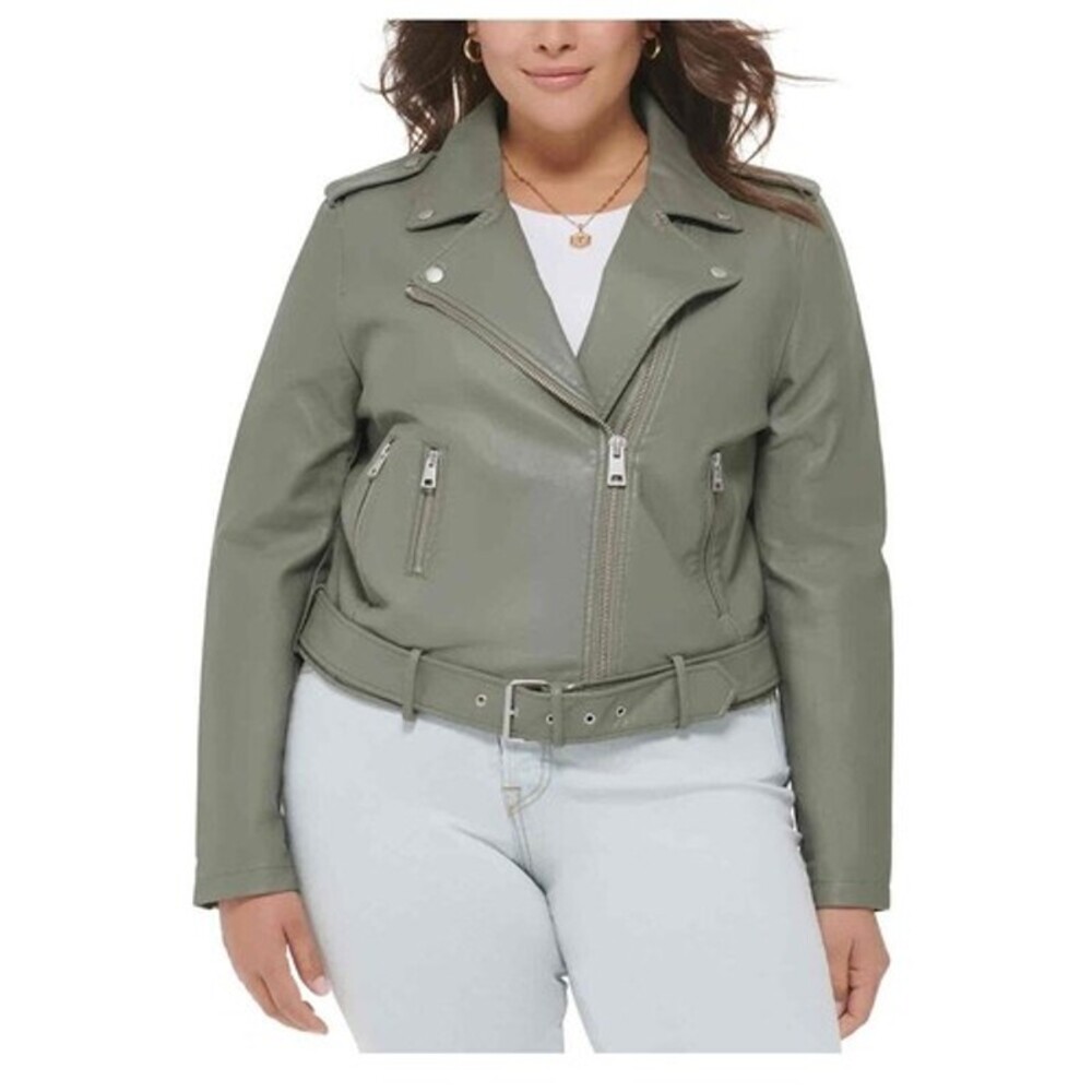 NWT Levi's Womens Sage Asymmetrical Faux Leather Motorcycle Jacket Size 2X Plus